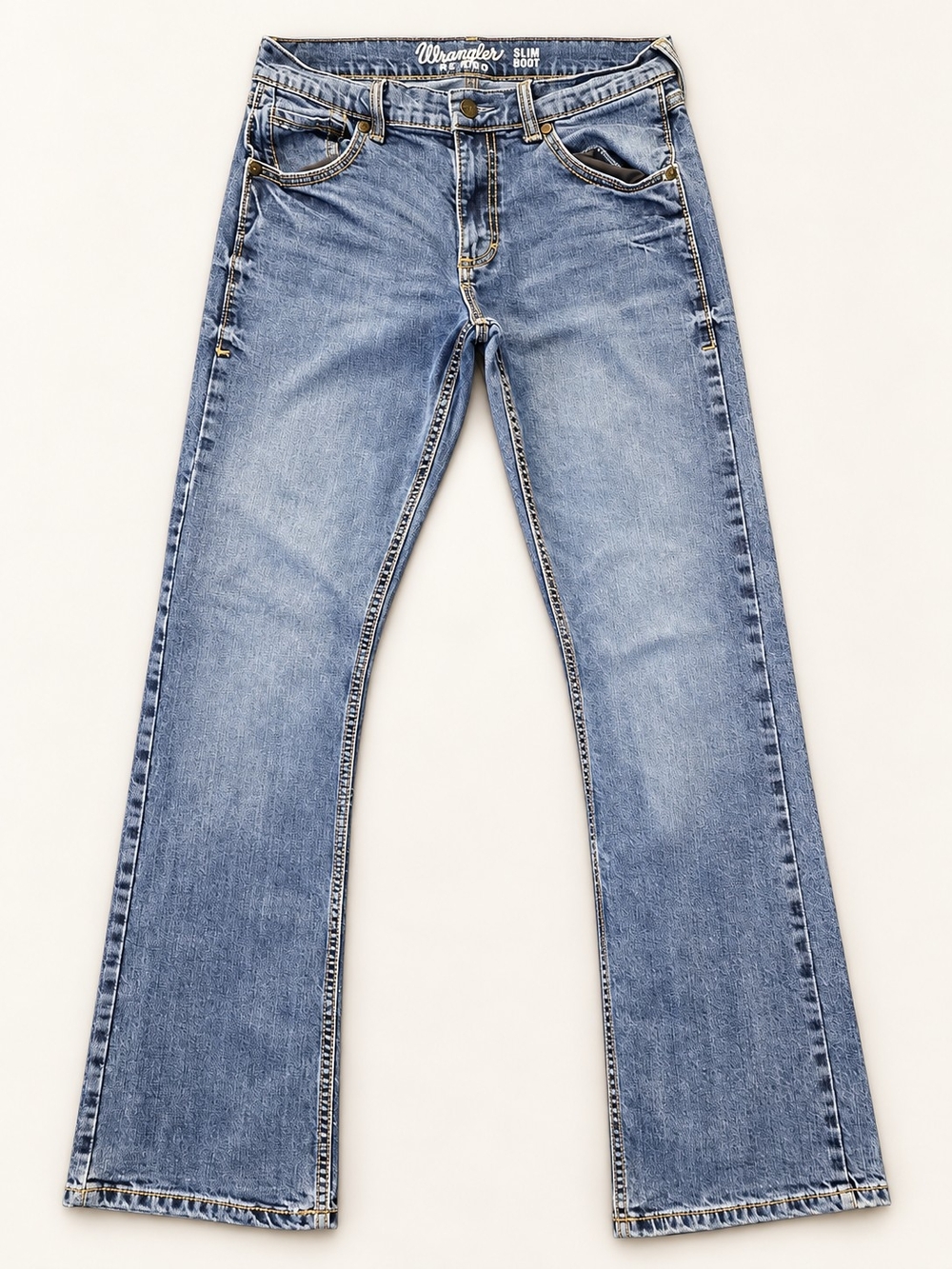 Wrangler Retro Men’s Slim Boot Jeans 30x34 Light Wash Blue Denim Western